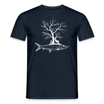 Graphic Tree - Fish Bone Fish - Men's T-Shirt - navy - Front - AI Model Male 178 light (178cm)