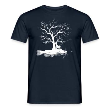 Arbre graphique - Poisson-chat - T-shirt homme - marine - Devant - AI Model Male 178 light (178cm)