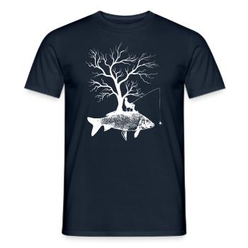 Arbre graphique - Carpe de poisson - T-shirt homme - marine - Devant - AI Model Male 178 light (178cm)