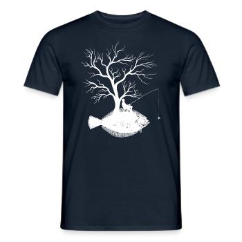 Grafikbaum - Fischfluss - Männer T-Shirt - Navy - Vorne - AI Model Male 178 light (178cm)