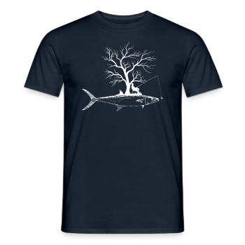 Grafikbaum - Fischkönig Makrele - Männer T-Shirt - Navy - Vorne - AI Model Male 178 light (178cm)