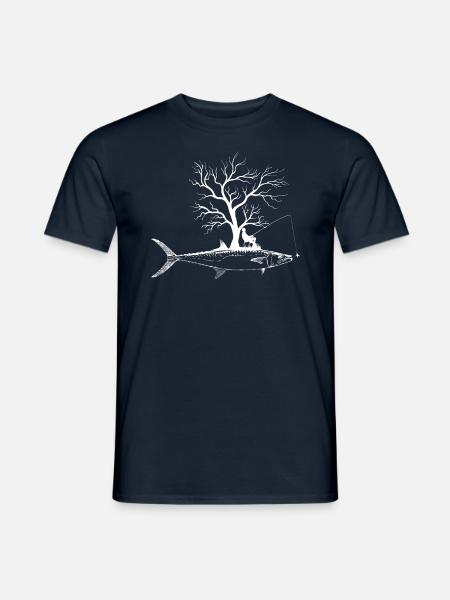 Grafikbaum - Fischkönig Makrele - Männer T-Shirt - Navy