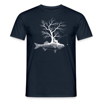 Grafischer Baum - Fisch-gestreifter Barsch - Männer T-Shirt - Navy - Vorne - AI Model Male 178 light (178cm)