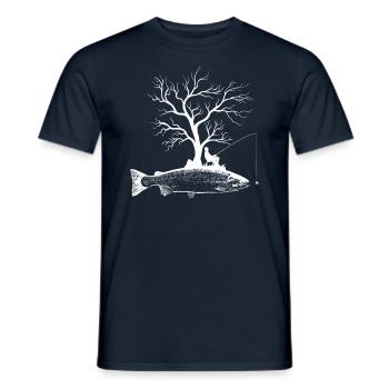 Arbre graphique - Truite de poisson - T-shirt homme - marine - Devant - AI Model Male 178 light (178cm)