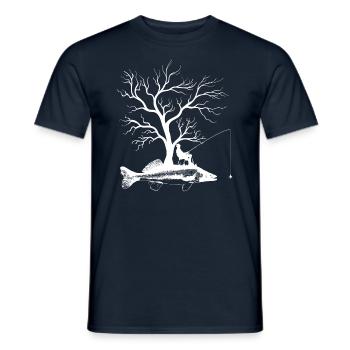 Arbre graphique - Sandre de poisson - T-shirt homme - marine - Devant - AI Model Male 178 light (178cm)