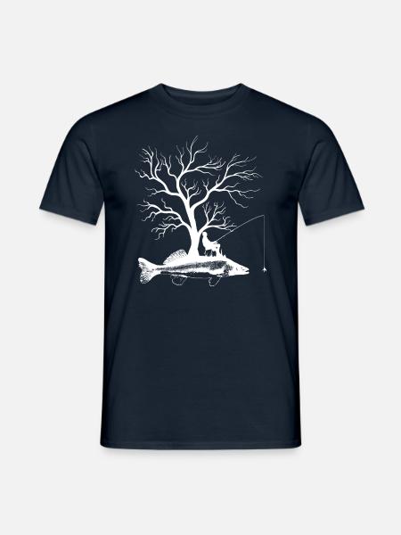 Graphic Tree - Fish Pikeperch - Men's T-Shirt - navy