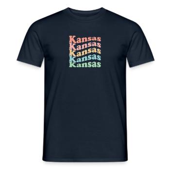 Vintage 70s Hippie USA State - Retro Kansas - Men's T-Shirt - navy - Front - AI Model Male 178 light (178cm)