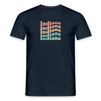 Vintage 70s Hippie USA State - Retro Indiana - Men's T-Shirt - navy - Front - AI Model Male 178 light (178cm)