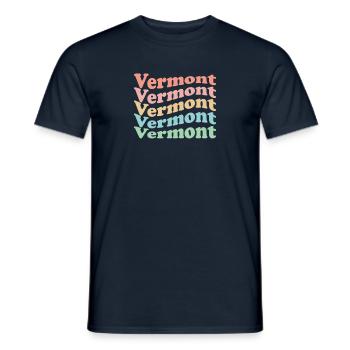 Vintage 70s Hippie USA State - Retro Vermont - Men's T-Shirt - navy - Front - AI Model Male 178 light (178cm)