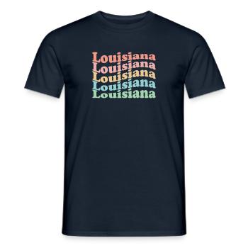 Vintage 70s Hippie USA State - Rétro Louisiane - T-shirt homme - marine - Devant - AI Model Male 178 light (178cm)