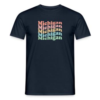 Vintage 70er Hippie USA Staat - Retro Michigan - Männer T-Shirt - Navy - Vorne - AI Model Male 178 light (178cm)