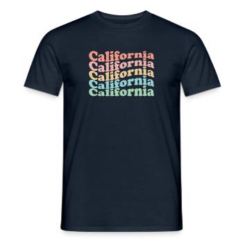 Vintage 70s Hippie USA State - Rétro Californie - T-shirt homme - marine - Devant - AI Model Male 178 light (178cm)