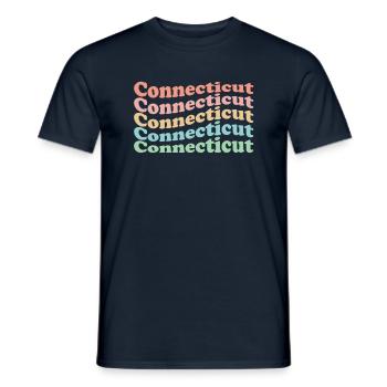 Vintage 70s Hippie USA State - Retro Connecticut - Men's T-Shirt - navy - Front - AI Model Male 178 light (178cm)