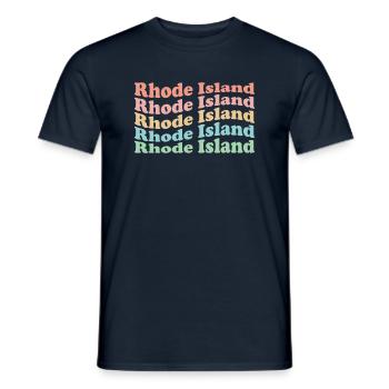 Vintage 70s Hippie USA State - Retro Rhode Island - Men's T-Shirt - navy - Front - AI Model Male 178 light (178cm)