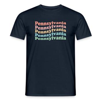 Vintage 70er Hippie USA Staat - Retro Pennsylvania - Männer T-Shirt - Navy - Vorne - AI Model Male 178 light (178cm)