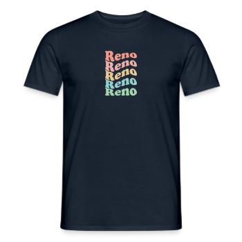 Vintage 70er Hippie USA Stadt - Retro Reno - Männer T-Shirt - Navy - Vorne - AI Model Male 178 light (178cm)