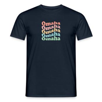 Vintage 70er Hippie USA Stadt - Retro Omaha - Männer T-Shirt - Navy - Vorne - AI Model Male 178 light (178cm)