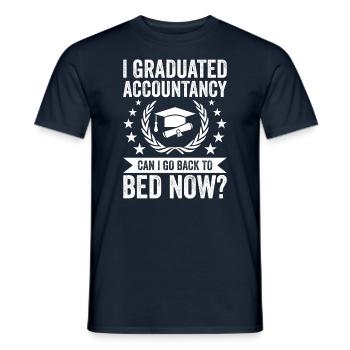 Jeg har afsluttet regnskabet - Mænd T-shirt - marineblå - Foran - AI Model Male 178 light (178cm)