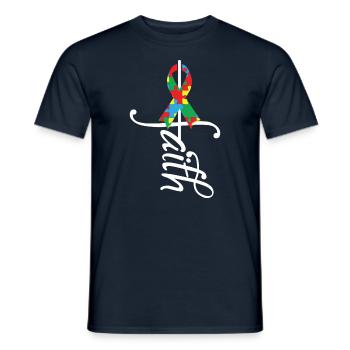 Ribbon Autism Awareness - Men's T-Shirt - navy - Front - AI Model Male 178 light (178cm)