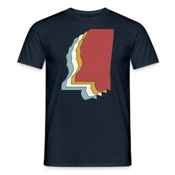 État des États-Unis - Carte vintage Mississippi - T-shirt homme - marine - Devant - AI Model Male 178 light (178cm)
