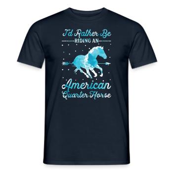 Riding An American Quarter Horse - Men's T-Shirt - navy - Front - AI Model Male 178 light (178cm)