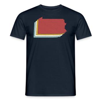 État des États-Unis - Carte vintage Pennsylvanie - T-shirt homme - marine - Devant - AI Model Male 178 light (178cm)