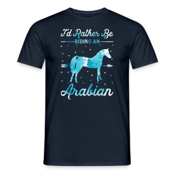 Monter un cheval arabe - T-shirt homme - marine - Devant - AI Model Male 178 light (178cm)