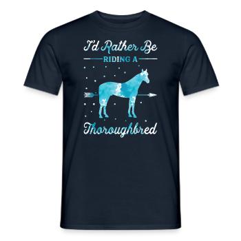Riding a thoroughbred horse - Men's T-Shirt - navy - Front - AI Model Male 178 light (178cm)