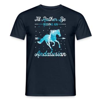 Monter à cheval andalou - T-shirt homme - marine - Devant - AI Model Male 178 light (178cm)