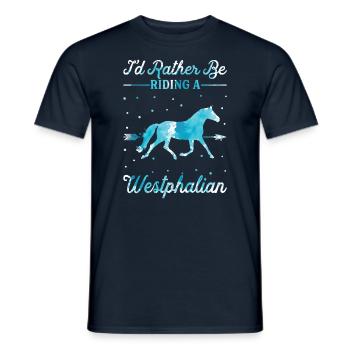 Monter sur un cheval westphalien - T-shirt homme - marine - Devant - AI Model Male 178 light (178cm)