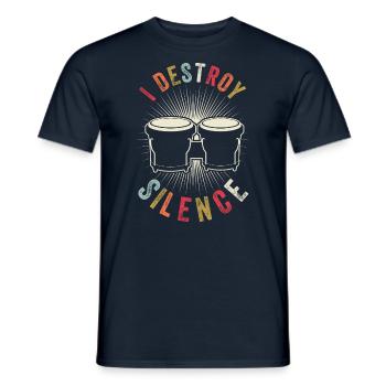 Silent Destroy - Batterie Bongo Vintage - T-shirt homme - marine - Devant - AI Model Male 178 light (178cm)