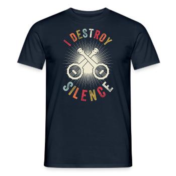 Je détruis le silence - Vintage Banjo - T-shirt homme - marine - Devant - AI Model Male 178 light (178cm)