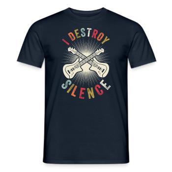 Silent Destroy - Guitare Basse Vintage - T-shirt homme - marine - Devant - AI Model Male 178 light (178cm)
