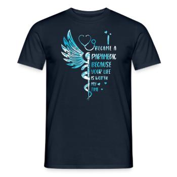 La vie en vaut la peine - Ambulanciers paramédicaux - T-shirt homme - marine - Devant - AI Model Male 178 light (178cm)