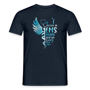 Life is worth it - EMS - Men's T-Shirt - navy - Front - AI Model Male 178 light (178cm)