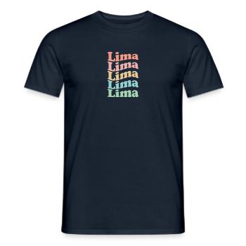 Vintage 70er Hippie Peru Stadt - Retro Lima - Männer T-Shirt - Navy - Vorne - AI Model Male 178 light (178cm)