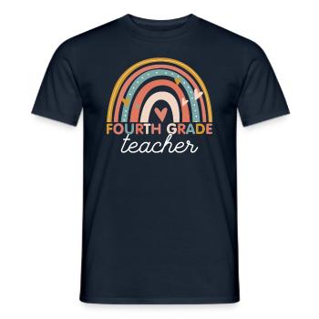 Teacher - Vintage 4th Fourth Grade - Men's T-Shirt - navy - Front - AI Model Male 178 light (178cm)