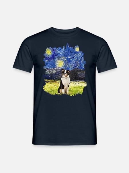 Starry Night - Australian Shepherd - Men's T-Shirt - navy