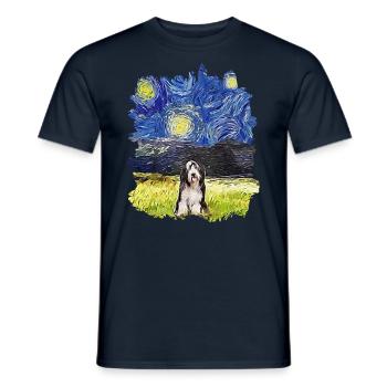 Nuit étoilée - Bearded Collie - T-shirt homme - marine - Devant - AI Model Male 178 light (178cm)