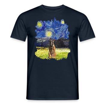 Starry Night - Belgian Malinois - Men's T-Shirt - navy - Front - AI Model Male 178 light (178cm)