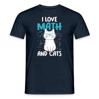 J’aime les chats - Math - T-shirt homme - marine - Devant - AI Model Male 178 light (178cm)