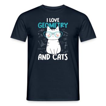 I Love Cats - Géométrie - T-shirt homme - marine - Devant - AI Model Male 178 light (178cm)