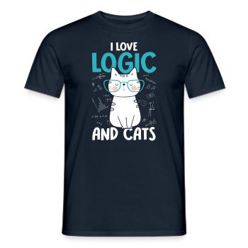 I love cats - logic - Men's T-Shirt - navy - Front - AI Model Male 178 light (178cm)