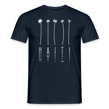 Vacances palmier - Île d’Haïti - T-shirt homme - marine - Devant - AI Model Male 178 light (178cm)