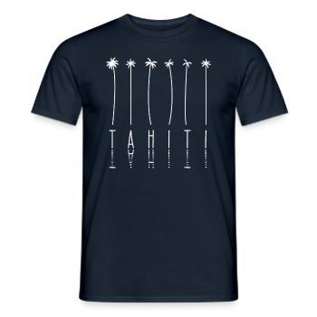 Palm Holiday - Tahiti Eiland - Heren T-shirt - navy - Voor - AI Model Male 178 light (178cm)