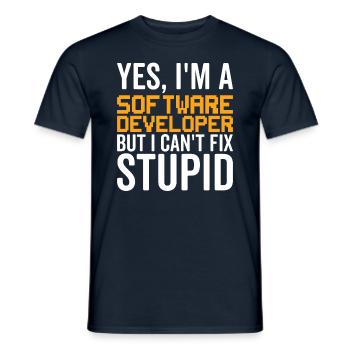 Stupid - Développeur de logiciels - T-shirt homme - marine - Devant - AI Model Male 178 light (178cm)