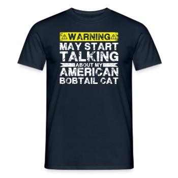 En parlant de Bobtail Cat américain - T-shirt homme - marine - Devant - AI Model Male 178 light (178cm)