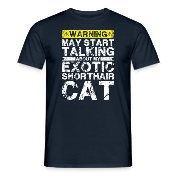 En parlant de chat exotique à poil court - T-shirt homme - marine - Devant - AI Model Male 178 light (178cm)