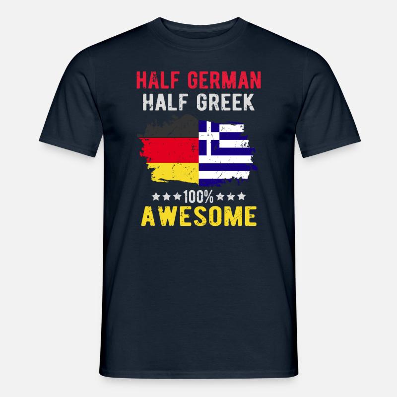Halb Deutsch Halb Grieche - Männer T-Shirt - Navy