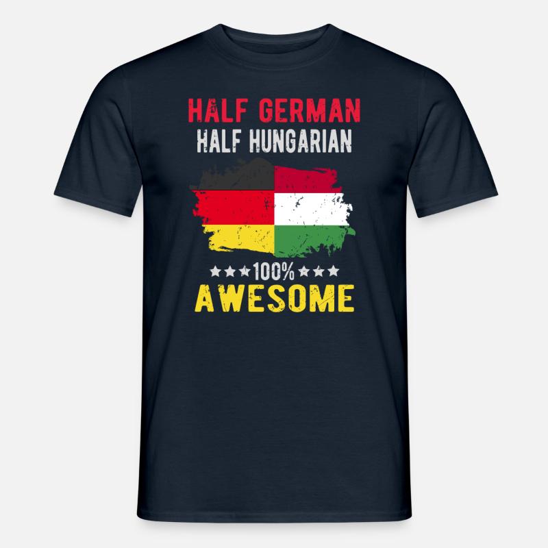 Halb Deutsch Halb Ungar - Männer T-Shirt - Navy